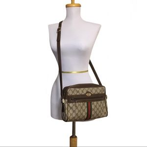 Vintage Gucci Monogram Web Crossbody Lg Camera Bag